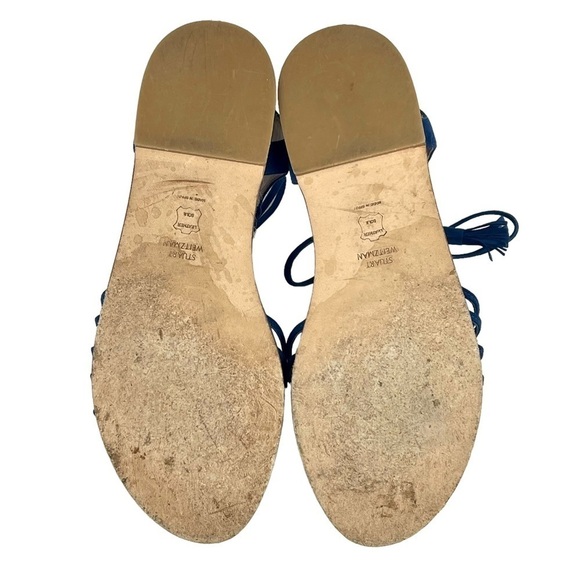 STUART WEITZMAN FLOWERPOT BLUE SANDALS FRINGE KNOT ESPADRILLE ANKLE WRAP SANDALS - Picture 8 of 12